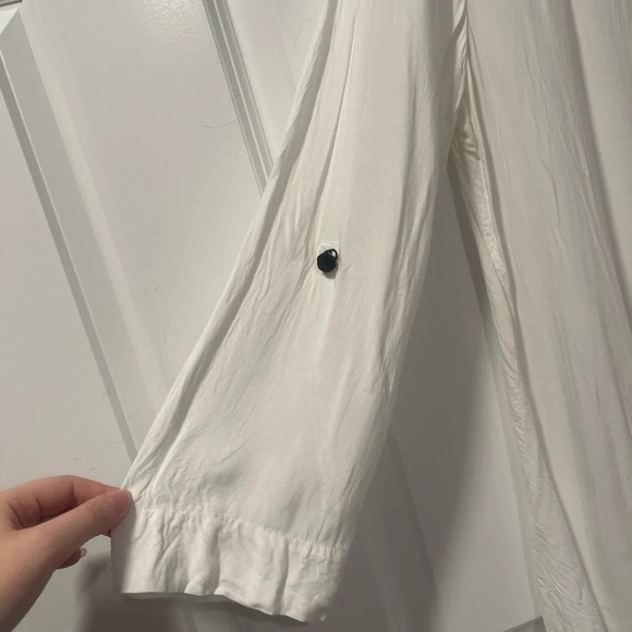 Soft Surroundings | Asymmetrical Knot Buttoned Crossover Blouse - Picture 3 of 7